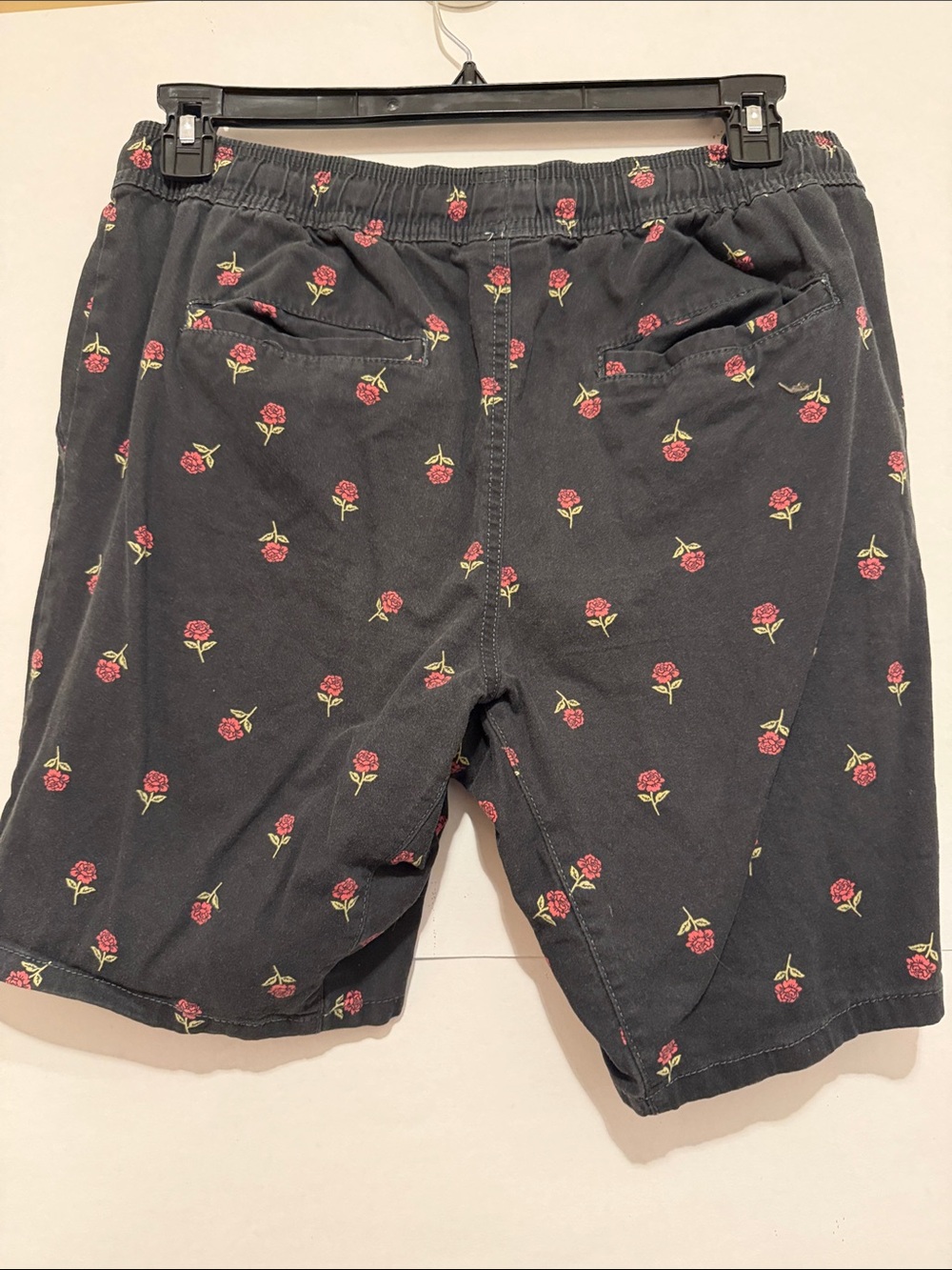 Medium 32/34 George Black Shorts with Red Rose Print - Picture 3 of 4